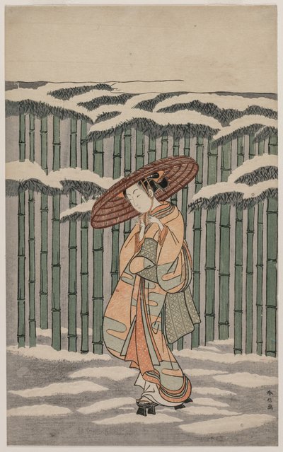 经过竹林，1868-1912年。 作者 铃木春信