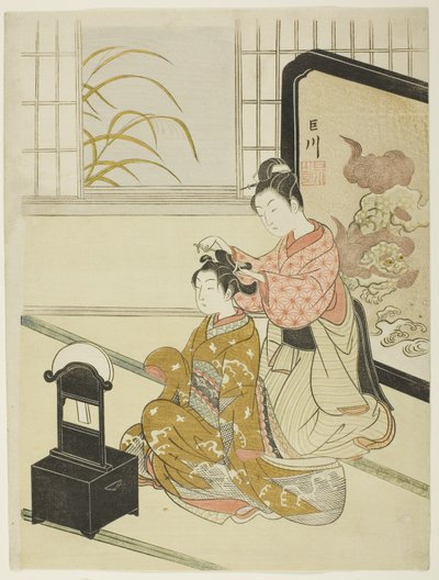 镜中秋月》，选自 "客厅八景 "系列 作者 铃木春信