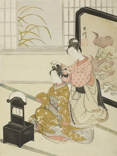 镜中的秋月 作者 铃木春信