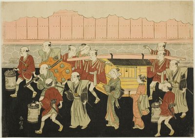 新娘坐轿嫁夫》（Koshiiri），"织锦版画中的婚姻，贤惠女子的马车（Konrei nishiki misao-guruma）"系列第三张 作者 铃木春信