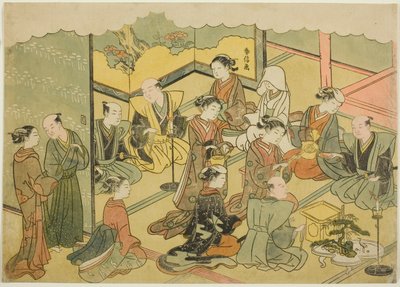礼仪酒（Konrei sakazuki），"锦绣版画中的婚姻，贤惠女子的马车（Konrei nishiki misao-guruma）"系列的第四张 作者 铃木春信