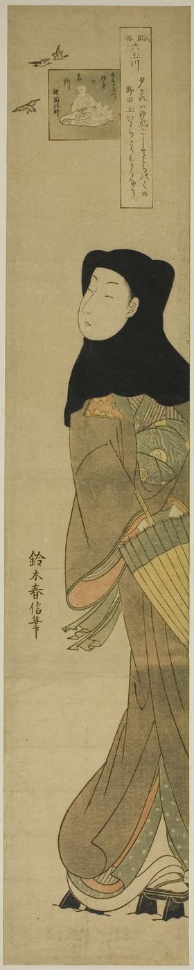 百灵鸟的宝石河（千鸟玉川），选自 "民俗中的六条宝石河（富国玉川）"系列 作者 铃木春信