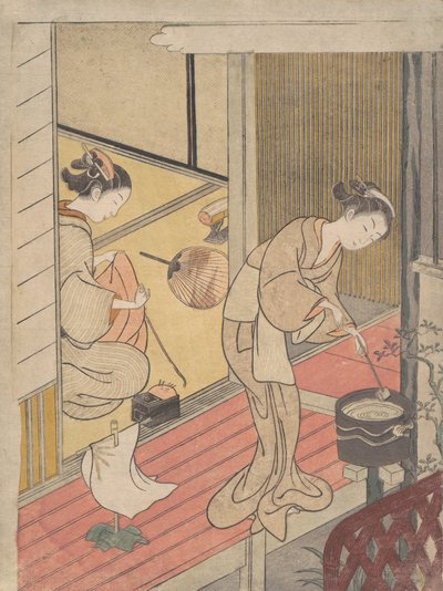 毛巾架的归帆，约1766.，约1766.。 作者 铃木春信