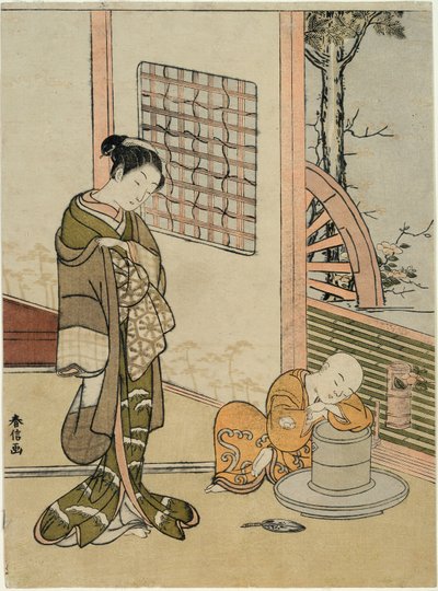 沉睡的茶童（模仿北索） 作者 铃木春信