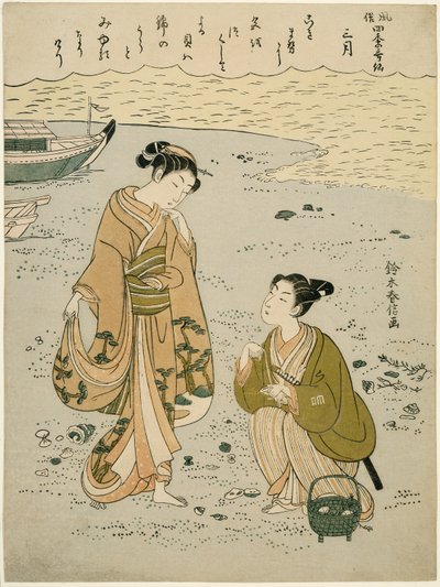 三月》（Sangatsu），选自 "四季不朽诗人的流行版本（Fuzoku shiki kasen）"系列 作者 铃木春信