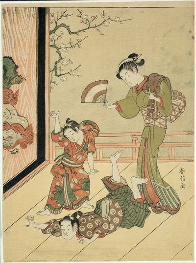 摔跤比赛（模仿 Ushikawamaru 和 Benkei） 作者 铃木春信
