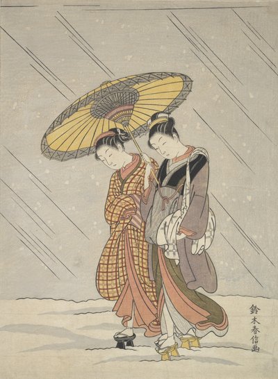 暴风雨中的两个女人，1764-72. 作者 铃木春信