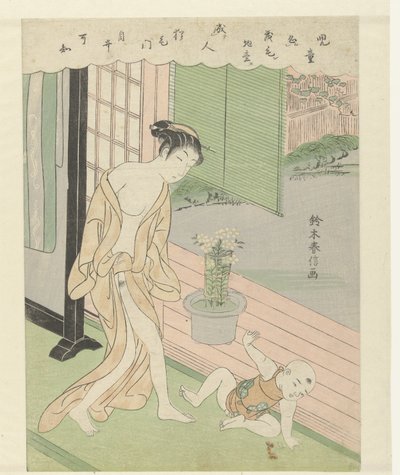 女人和淘气的孩子 作者 铃木春信