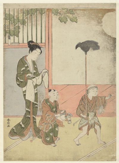 女人和玩耍的男孩 作者 铃木春信