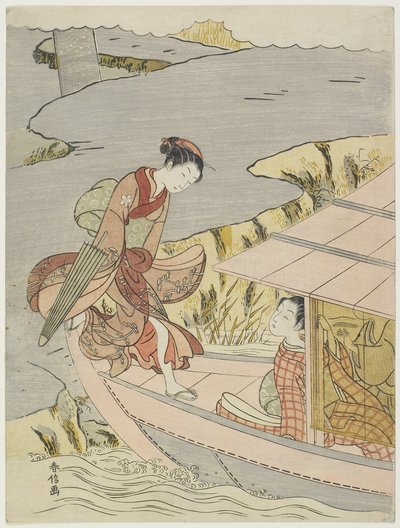 女人登船，c。 1767 作者 铃木春信