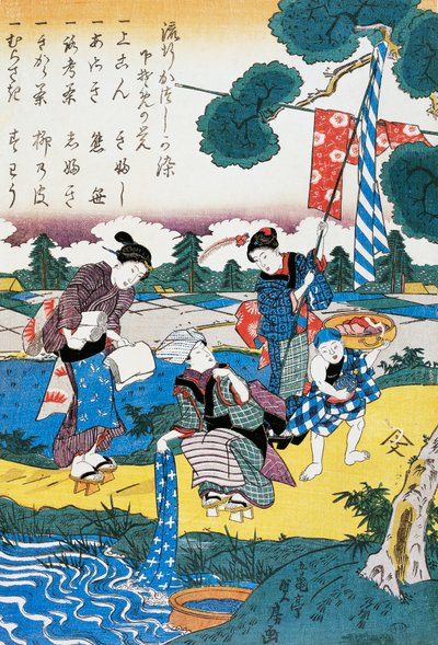 妇女在河里洗澡（萨达-福萨）。 作者 铃木春信