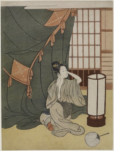1766年以后，蚊子在蚊帐之外 作者 铃木春信