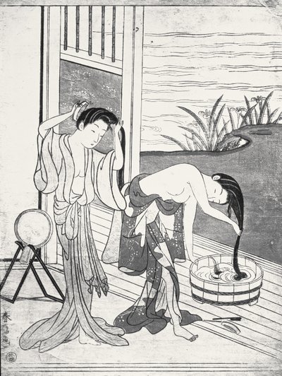 年轻妇女在他们的厕所 作者 铃木春信