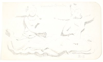 "漂浮的女人爪哇婆罗浮屠浮雕后的研究表。 作者 斯文·拉萨克