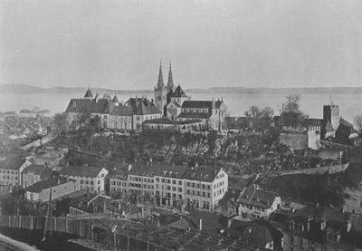 Neuchatel, Le Chateau et la Collegiale (b/w photo) 作者 瑞士摄影师