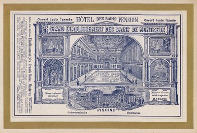 Grand Etablissement Des Bains De Montreux 的广告（雕刻） 作者 瑞士学校