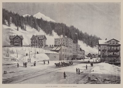 雪中的达沃斯，Davos dans la Neige (litho) 作者 瑞士学校