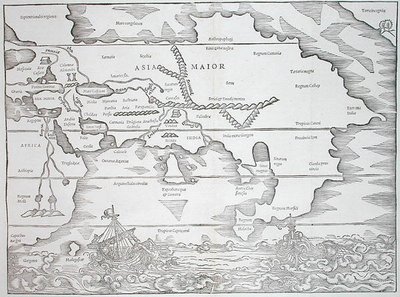 欧洲，摘自凯厄斯-朱利叶斯-索利努斯的《多史书》，rerum toto orbe memorabilium...，1543年巴塞尔出版（木刻）。 作者 瑞士学校