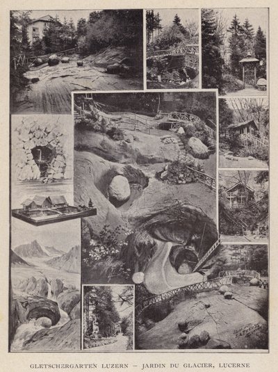 冰川花园卢塞恩，冰川花园，卢塞恩（雕刻）。 作者 瑞士学校