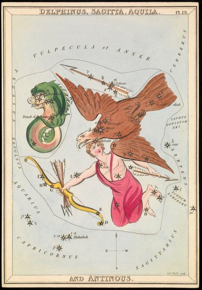 德尔菲努斯、萨吉塔、阿奎拉和安提努斯，约 1825 年（卡片、纸、纸巾） 作者 悉尼音乐厅