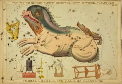 Psalterium Georgii, Fluvius Eridanus, Cetus, Officina Sculptoris, Fornax Chemica, and Machina Electrica, 《乌拉尼亚之镜》插图 作者 悉尼音乐厅