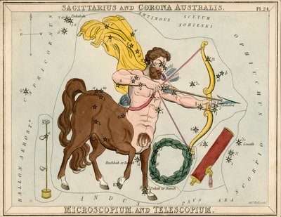 人马座和南冕。显微镜和望远镜，约 1825 年（卡片、纸张、纸巾） 作者 悉尼音乐厅