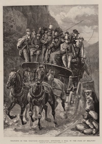 西部高地的游人，在梅尔福特山口冒出一座小山（版画） 作者 悉尼先验（后）厅
