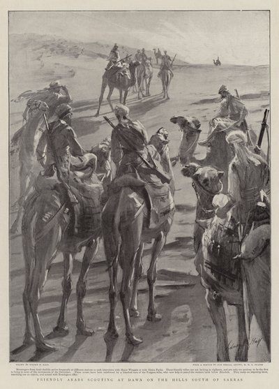 友好的阿拉伯人在萨拉斯南部山丘上的黎明侦察 作者 Sydney Prior Hall