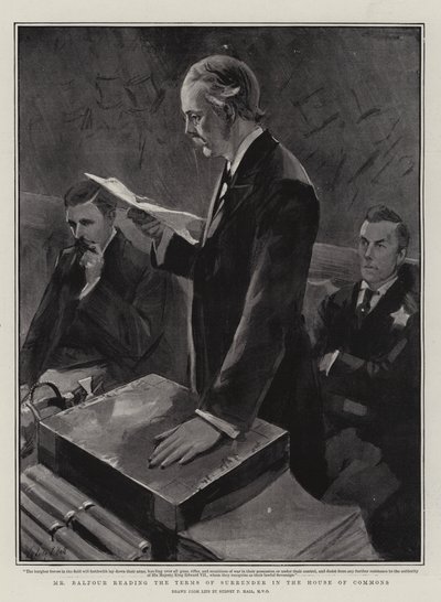Balfour先生在下议院阅读投降条款 作者 Sydney Prior Hall