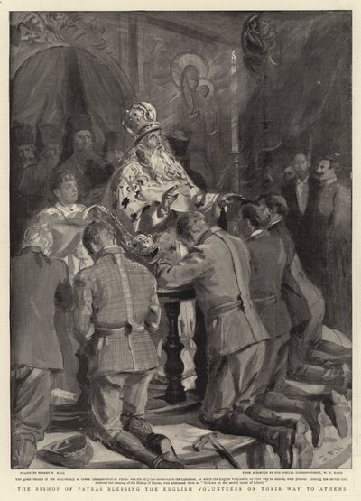 帕特雷主教在前往雅典的途中祝福英国志愿者 作者 Sydney Prior Hall