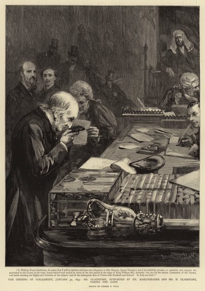 议会开幕，1893年1月31日，格拉德斯通先生，由Marjoribanks先生和H Gladstone先生支持，宣誓 作者 悉尼先验厅