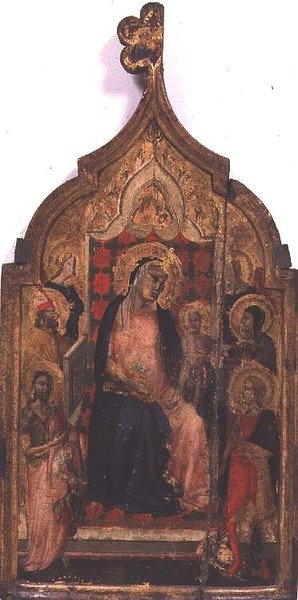 圣母玛利亚和圣徒的孩子（面板上的钢笔画） 作者 塔迪奥·加迪（Taddeo Gaddi）