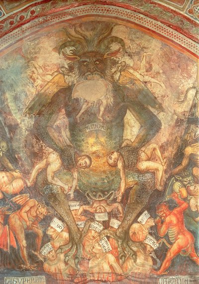 最后的审判，利维坦的细节，c.1394 作者 塔迪奥·迪·巴尔托洛