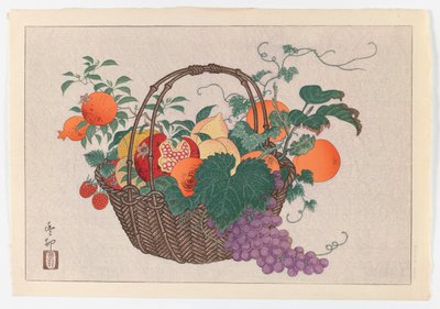 带果篮的静物，约 1930 年（印刷品） 作者 太苏太苏