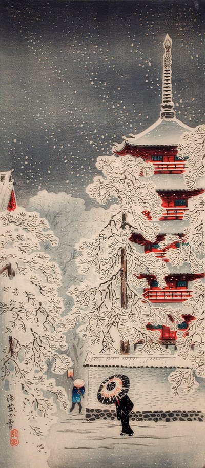 武藏省江户市浅草附近的雪景 作者 高桥弘明