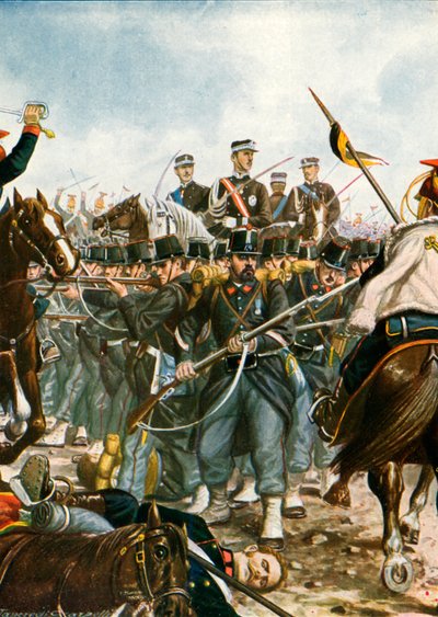 翁布托王子在维拉弗兰卡的战役中，1866年 作者 坦克雷迪·斯卡佩利