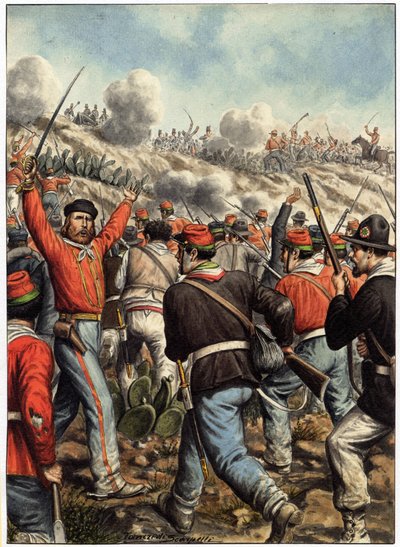 Risorgimento: Giuseppe Garibaldi（1807-1882 年）在战斗中的形象 - 1930-1934 年《Garibaldi, Cronistoria illustrata dell