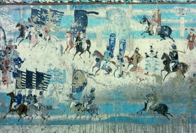 西域节度使张义潮，出使西藏，唐，850-907 年（壁画） 作者 Tang Dynasty Chinese School