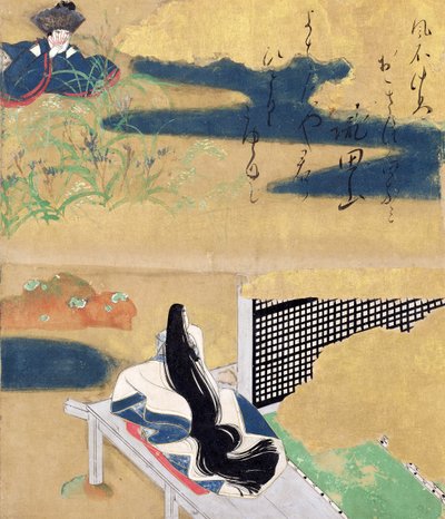 出发前往河内，选自《伊势物语》第23章（水墨、设色、金纸本） 作者 Tawaraya (学校) Sotatsu