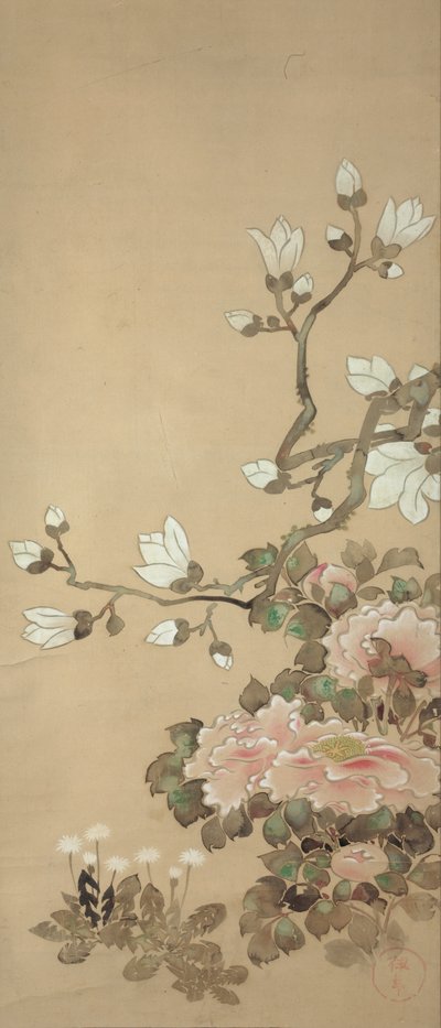 牡丹、玉兰和蒲公英 作者 田原谷宗达