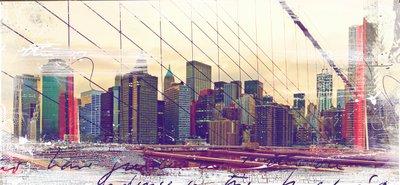 纽约市桥梁，2015（帆布拼贴画） 作者 泰斯·阿尔伯斯