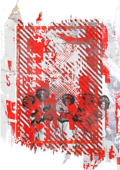 特蕾西和她的朋友们，2015（帆布拼贴画） 作者 泰斯·阿尔伯斯