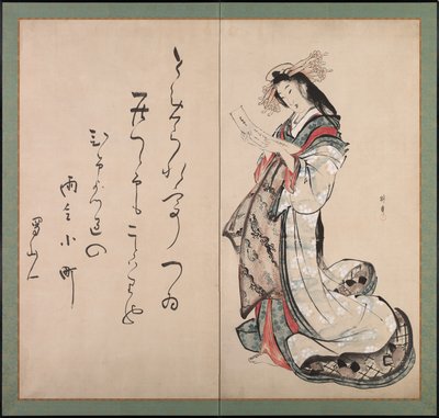 1800年代初，妓女读信。 作者 Teisai Hokuba