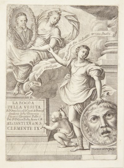La Bocca della Verita.标题饰有教皇克莱门特九世肖像 作者 特蕾莎·德尔·波