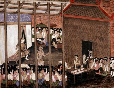 一群人观看文艺演出（壁画） 作者 泰国学校