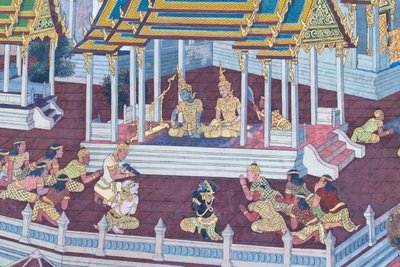 泰国曼谷大皇宫帕卡欧寺描绘《罗摩衍那》场景的壁画 作者 泰国学校