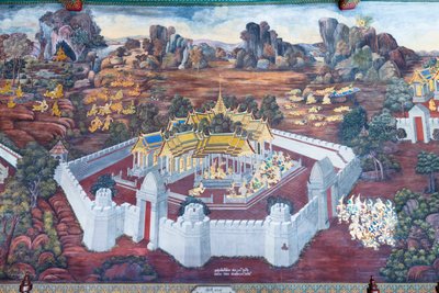 泰国曼谷大皇宫帕卡欧寺描绘《罗摩衍那》场景的壁画 作者 泰国学校
