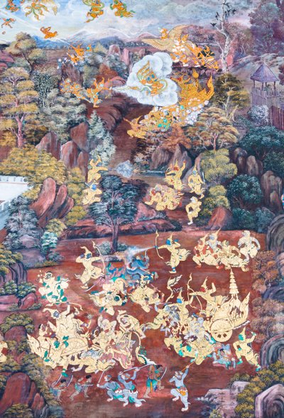 泰国曼谷大皇宫帕卡欧寺描绘《罗摩衍那》场景的壁画 作者 泰国学校