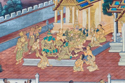 泰国曼谷大皇宫帕卡欧寺描绘《罗摩衍那》场景的壁画 作者 泰国学校