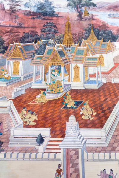 泰国曼谷大皇宫帕卡欧寺描绘《罗摩衍那》场景的壁画 作者 泰国学校